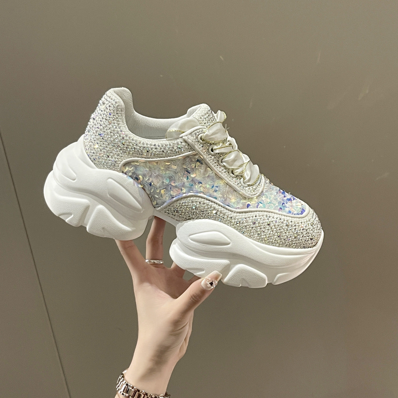 Breathable Platform Thin Colorful Sequined Women's Sports Shoes