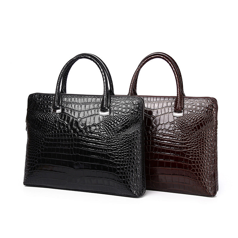 Men's Casual Crocodile Belly Pattern Briefcase