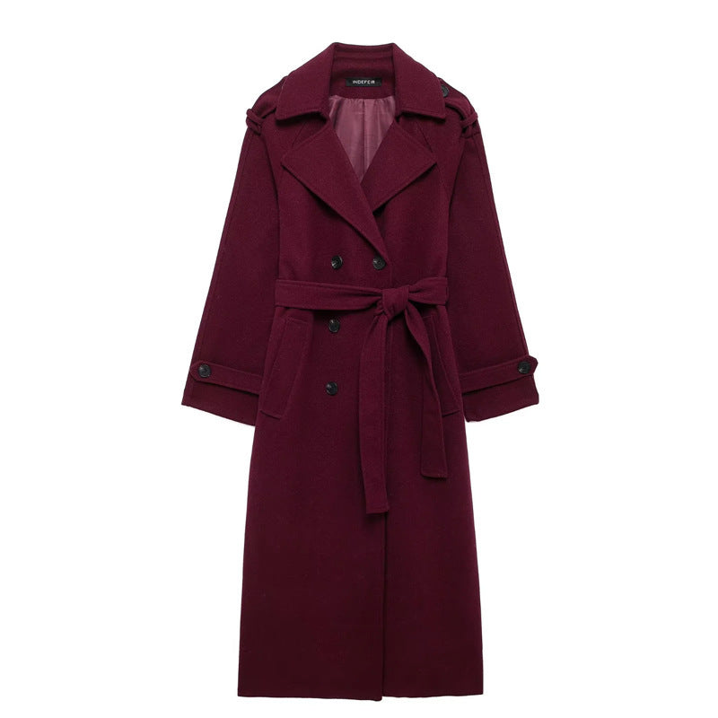 Women Double-breasted Coat Woolen Coat